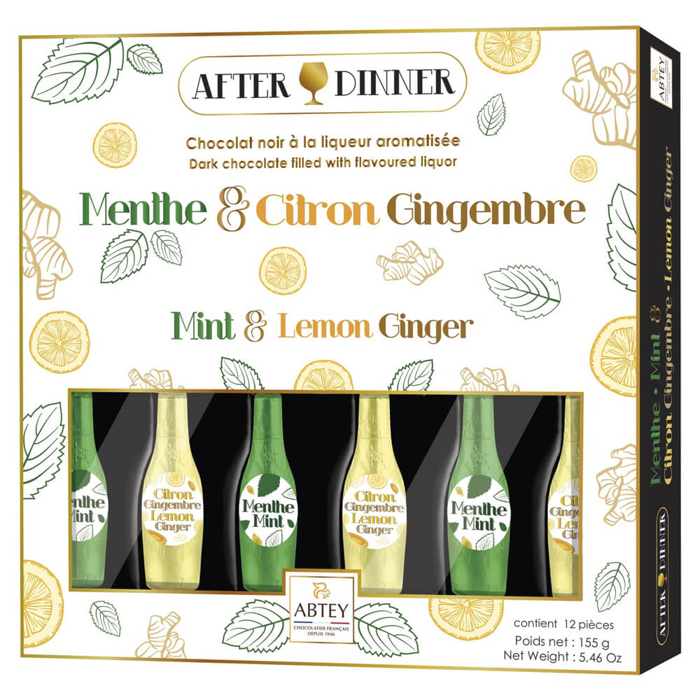 Abtey After Dinner Box of Mint and Lemon Ginger Liqueurs 155g